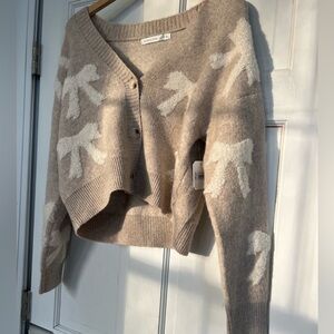 Bow Sweater Button Up Cardigan NWT